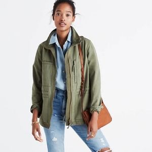 Madewell Fleet Jacket Women's XS Faded GreenCotton Full Zip Military Style C3394